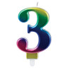 Свеча-цифра для торта "3" "Радужная", 9 см, ЗОЛОТАЯ СКАЗКА, с держателем, в блистере, 591436 по низкой цене оптом 