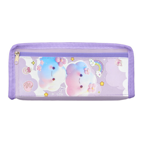 Пенал ЮНЛАНДИЯ ЮНИОР, 2 отделения, полиэстер, Purple clouds, 21х8х6 см, 273810 по низкой цене оптом 