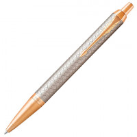 Ручка шариковая PARKER "IM Premium Warm Silver GT", корпус серебристый матовый с гравировкой, позолоченные детали, синяя, 1931687