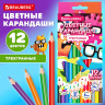 Карандаши цветные кросс-серия МОНСТРИКИ, 12 цветов, трехгранные, BRAUBERG, 182112 по низкой цене оптом 
