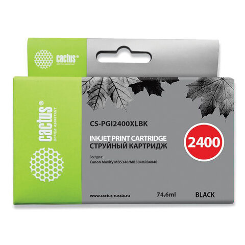 Картридж струйный CACTUS (CS-PGI2400XLВК) для CANON iB4040/MB5040/MB5340, черный, CS-PGI2400XLBK по низкой цене оптом 