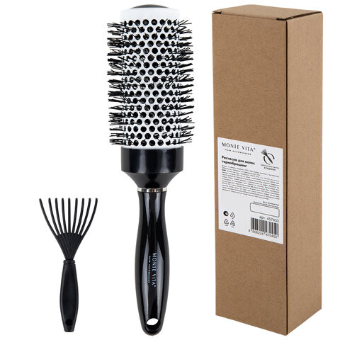 Расческа для волос термобрашинг 24,5х6х4,5 см, круглая + щетка для чистки В ПОДАРОК, MONTE VITA (МОНТЕ ВИТА), 457433 по низкой цене оптом Расческа для волос термобрашинг 24,5х6х4,5 см, круглая + щетка для чистки В ПОДАРОК, MONTE VITA (МОНТЕ ВИТА), 457433 по низкой цене оптом