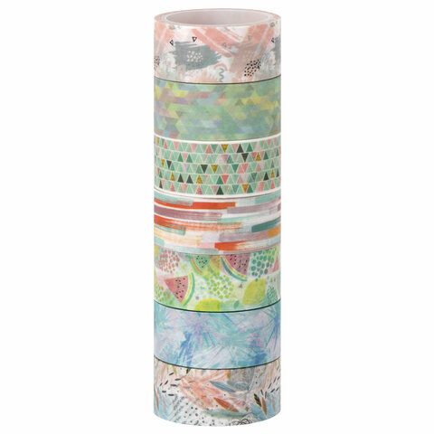 Клейкие WASHI-ленты для декора "Микс №1", 15 мм х 3 м, 7 цветов, рисовая бумага, ОСТРОВ СОКРОВИЩ, 661709 по низкой цене оптом 