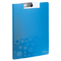 Папка-планшет LEITZ "WOW", с верхним прижимом и крышкой, A4, 330х230 мм, полифом, синяя, 41990036