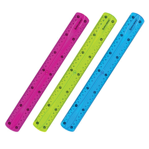 Линейка 30 см гибкая BRAUBERG "FLEX", пластиковая, ассорти, европодвес, 210675 по низкой цене оптом 