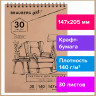 Альбом для рисования, крафт-бумага 140 г/м2, 147х205 мм, 30 л., спираль, BRAUBERG ART CLASSIC, 105915 по низкой цене оптом 