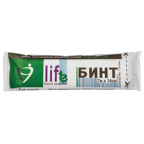 Бинт марлевый стерильный NEW LIFE 7 м х 14 см, плотность 30 (±2) г/м2, индивидуальная упаковка, 117900 по низкой цене оптом 