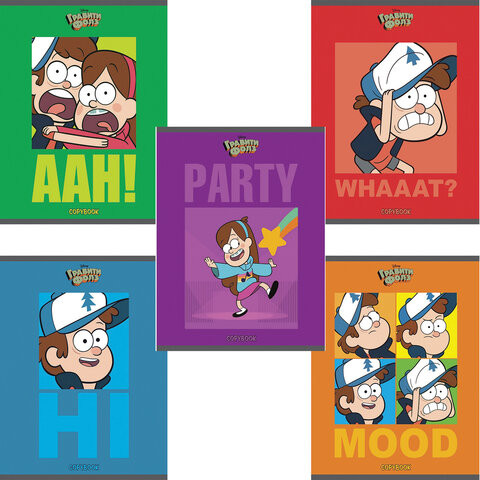 Тетрадь А5, 48 л., HATBER, скоба, клетка, обложка картон, "Гравити Фолз" (5 видов в спайке), 48Т5В1 по низкой цене оптом 