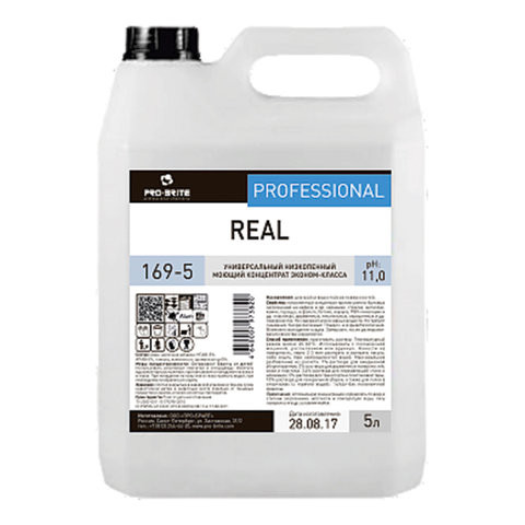 Средство моющее универсальное 5 л, PRO-BRITE REAL, щелочное, низкопенное, концентрат, 169-5 по низкой цене оптом 