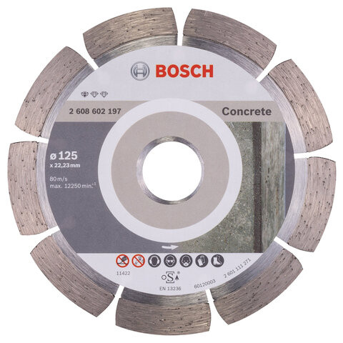 Диск алмазный сегментный 125Х22,23 мм, толщина 1,6 мм, сухая резка, BOSCH Stf Concret, 2608602197 по низкой цене оптом 