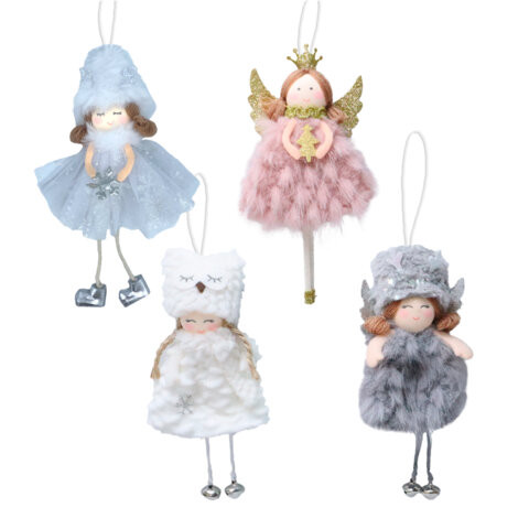Украшение елочное, 18 см, "Ангелочек", полиэстер, ассорти 4 дизайна, ЗОЛОТАЯ СКАЗКА, 592607 по низкой цене оптом 