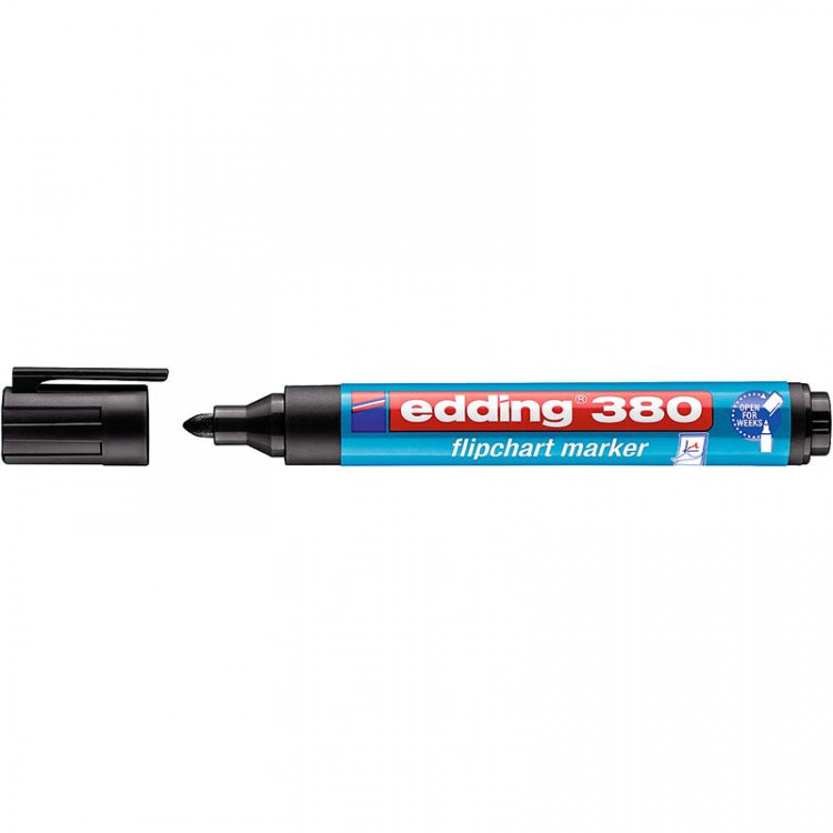 Маркер для флипчартов edding 380 Cap-off, круглый наконечник, 1.5-3 мм Черный по низкой цене оптом 