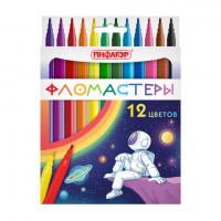 Фломастеры ПИФАГОР "Космическая одиссея", 12 цветов, вентилируемый колпачок, 152444