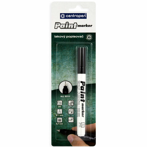 Маркер-краска лаковый (paint marker) ЧЕРНЫЙ CENTROPEN, игольчатый наконечник, 0,7 мм, 9211, 5 9211 9912 по низкой цене оптом Краснодар, Москва, Уфа, Казань, Барнаул, Владивосток, Хабаровск, Сахалин, Красноярск, Екатеренбург, 