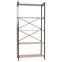 Стеллаж BRABIX "SMART SH-004", 790х360х1950 мм, ЛОФТ, 5 полок, металл/ЛДСП ясень шимо светлый, каркас черный, 641943
