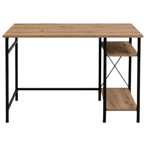 Стол BRABIX "SMART CD-018", 1100х600х765 мм, ЛОФТ, 2 полки, металл/ЛДСП бунратти, каркас черный, 641946 по низкой цене оптом Стол BRABIX "SMART CD-018", 1100х600х765 мм, ЛОФТ, 2 полки, металл/ЛДСП бунратти, каркас черный, 641946 по низкой цене оптом