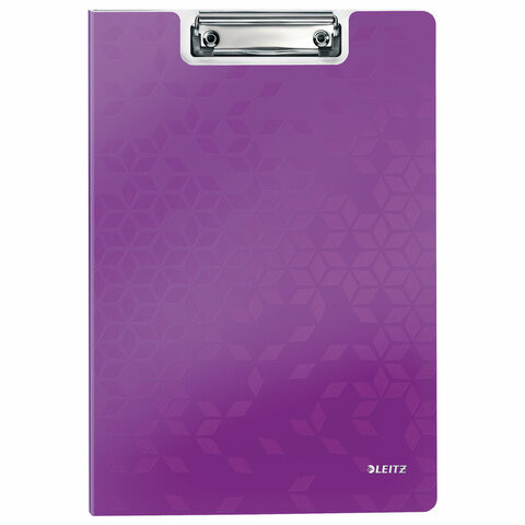 Папка-планшет LEITZ "WOW", с верхним прижимом и крышкой, A4, 330х230 мм, полифом, фиолетовая, 41990062