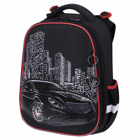 Ранец BRAUBERG PREMIUM, 2 отделения, с брелком, "City car", LED ЛАМПОЧКИ, 38х29х16 см, 271356 по низкой цене оптом Краснодар, Москва, Уфа, Казань, Барнаул, Владивосток, Хабаровск, Сахалин, Красноярск, Екатеренбург, 
