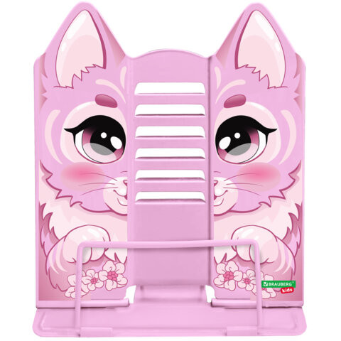 Подставка для книг и учебников фигурная BRAUBERG KIDS "Kitty", регулируемый угол наклона, металл, 238059 по низкой цене оптом Краснодар, Москва, Уфа, Казань, Барнаул, Владивосток, Хабаровск, Сахалин, Красноярск, Екатеренбург, 