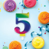 Свеча-цифра для торта "5" "Радужная", 9 см, ЗОЛОТАЯ СКАЗКА, с держателем, в блистере, 591438 по низкой цене оптом 