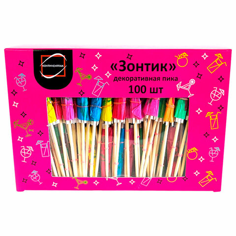 Пики для канапе бамбуковые Зонтик 10 см 100 шт, КП, 140239 по низкой цене оптом 