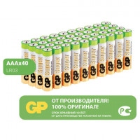 Батарейки GP Super, AAA (LR03, 24А), алкалиновые, мизинчиковые, КОМПЛЕКТ 40 шт, 24A-2CRVS40, GP 24A-2CRVS40
