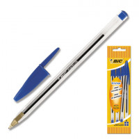 Ручки шариковые BIC "Cristal Original", НАБОР 4 шт., СИНИЕ, узел 1 мм, линия 0,32 мм, пакет, 8308601