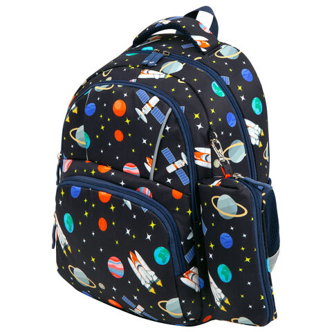 Рюкзак BRAUBERG KIDS SET, с пеналом в комплекте, 2 отделения, "Space infinity", 37x28x16 см, 272099 по низкой цене оптом 