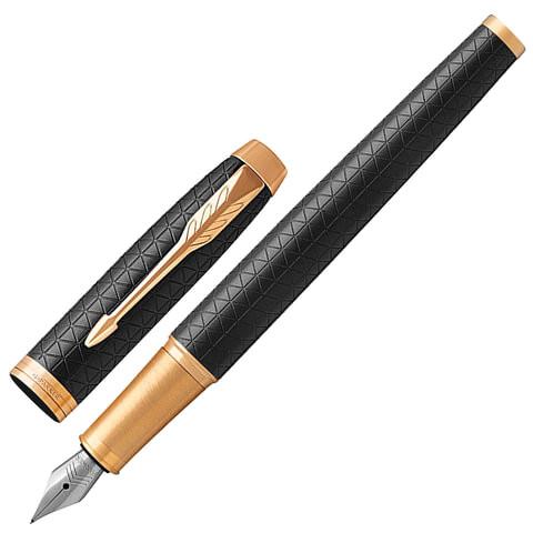 Ручка перьевая PARKER "IM Premium Black GT", корпус черный матовый с гравировкой, позолоченные детали, синяя, 1931646 по низкой цене оптом Краснодар, Москва, Уфа, Казань, Барнаул, Владивосток, Хабаровск, Сахалин, Красноярск, Екатеренбург, 