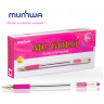 Ручка шариковая масляная с грипом MUNHWA "MC Gold", РОЗОВАЯ, корпус прозрачный, узел 0,5 мм, линия письма 0,3 мм, BMC-10 по низкой цене оптом Краснодар, Москва, Уфа, Казань, Барнаул, Владивосток, Хабаровск, Сахалин, Красноярск, Екатеренбург, 