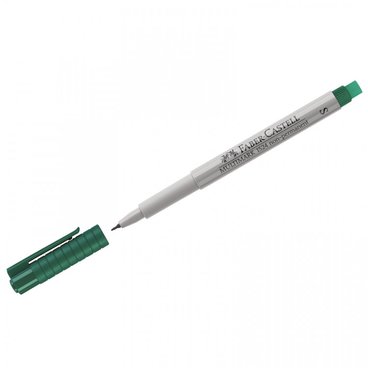 Маркер неперм. для глянц. пов. Faber-Castell "Multimark non permanent" S, зеленый, игольч., 0,4мм, с ластиком по низкой цене оптом 