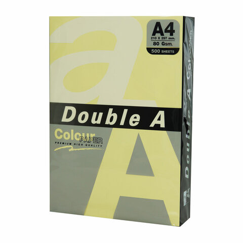 Бумага цветная DOUBLE A, А4, 80г/м2, 500 л, (5 цветов x 100 листов), микс пастель, ш/ по низкой цене оптом 