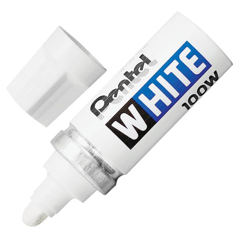 Маркер-краска лаковый PENTEL (Япония) WHITE, 6,5 мм, БЕЛЫЙ, алюминиевый корпус, длина письма 1200 м, X100W по низкой цене оптом Краснодар, Москва, Уфа, Казань, Барнаул, Владивосток, Хабаровск, Сахалин, Красноярск, Екатеренбург, 
