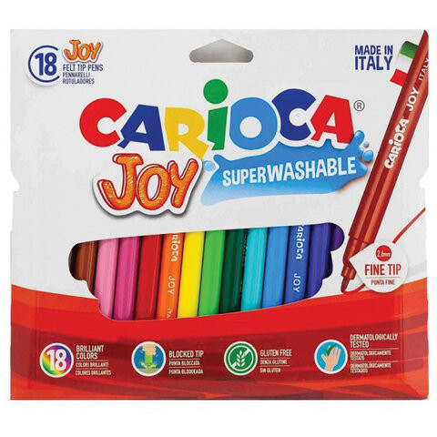 Фломастеры CARIOCA (Италия) "Joy" 18 цветов, суперсмываемые, вентилируемый колпачок, 40555 по низкой цене оптом 