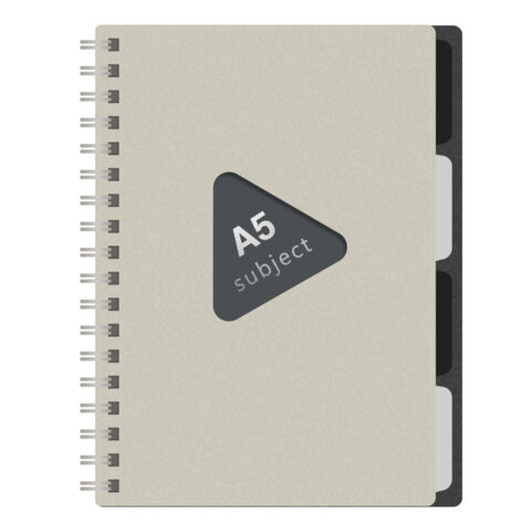 Тетрадь обложка пластик, А5 80л. гребень, 4 съемных разделителя, клетка, BRAUBERG, бежевый, 405366 по низкой цене оптом 