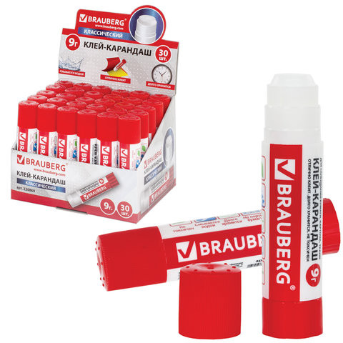 Клей-карандаш BRAUBERG, 9 г, 220869 по низкой цене оптом 