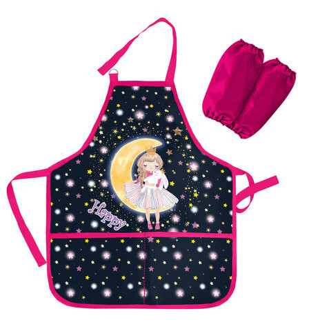 Фартук с нарукавниками для уроков труда BRAUBERG KIDS, 45x54 см, 2 кармана, "Moon girl", 271637 по низкой цене оптом 