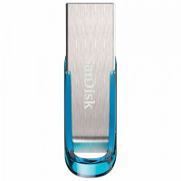 Флеш-диск 32 GB SANDISK Ultra Flair USB 3.0, металл. корпус, серебристый/синий, SDCZ73-032G-G46B