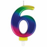 Свеча-цифра для торта "6" "Радужная", 9 см, ЗОЛОТАЯ СКАЗКА, с держателем, в блистере, 591439 по низкой цене оптом 
