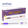 Ручка шариковая масляная с грипом MUNHWA "MC Gold", ФИОЛЕТОВАЯ, корпус прозрачный, узел 0,5 мм, линия письма 0,3 мм, BMC-09 по низкой цене оптом Краснодар, Москва, Уфа, Казань, Барнаул, Владивосток, Хабаровск, Сахалин, Красноярск, Екатеренбург, 
