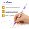 Ручка шариковая масляная с грипом MUNHWA "MC Gold", ФИОЛЕТОВАЯ, корпус прозрачный, узел 0,5 мм, линия письма 0,3 мм, BMC-09 по низкой цене оптом Краснодар, Москва, Уфа, Казань, Барнаул, Владивосток, Хабаровск, Сахалин, Красноярск, Екатеренбург, 