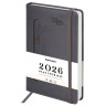 Ежедневник датированный 2026 А5 138x213мм BRAUBERG Optimal, под кожу, резинка, держатель для ручки, серый, 117469 по низкой цене оптом 