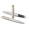 Набор PARKER "Jotter Stainless Steel GT": шариковая ручка синяя и перьевая ручка, 2093257 по низкой цене оптом 