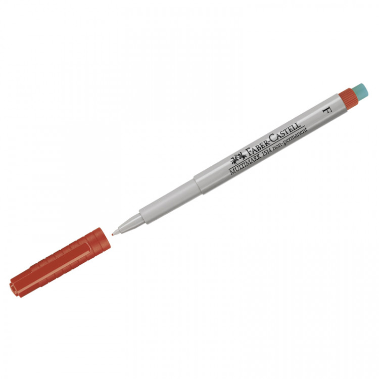 Маркер неперм. для глянц. пов. Faber-Castell "Multimark non permanent" S, красный, игольч., 0,4мм, с ластиком по низкой цене оптом Краснодар, Москва, Уфа, Казань, Барнаул, Владивосток, Хабаровск, Сахалин, Красноярск, Екатеренбург, 