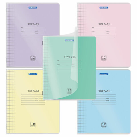 Тетрадь обложка пластик (прозрачный) 12л. клетка, BRAUBERG Smart Cover, АССОРТИ (в спайке), 405022 по низкой цене оптом Тетрадь обложка пластик (прозрачный) 12л. клетка, BRAUBERG Smart Cover, АССОРТИ (в спайке), 405022 по низкой цене оптом