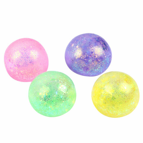 Игрушка-антистресс "ШАР С БЛЕСТКАМИ", 6 см, ассорти, 4 цвета, JOLLY JOT (ДЖОЛЛИ ДЖОТ), 665803 по низкой цене оптом 