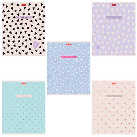 Тетрадь А5 48л. HATBER скоба, клетка, обложка картон, тиснение, LOVE IS... (микс в сп, 48Т5тВ1 по низкой цене оптом 