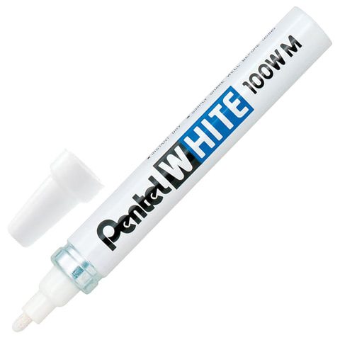 Маркер-краска лаковый PENTEL (Япония) WHITE, 3,9 мм, БЕЛЫЙ, алюминиевый корпус, X100W-M по низкой цене оптом Краснодар, Москва, Уфа, Казань, Барнаул, Владивосток, Хабаровск, Сахалин, Красноярск, Екатеренбург, 
