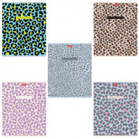 Тетрадь А5 48л. HATBER скоба, клетка, обложка картон, тиснение, LEO-принт (микс в спа, 48Т5тВ1