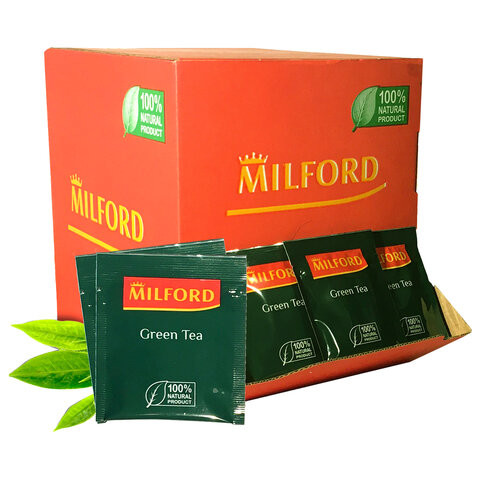 Чай MILFORD "Green tea", зеленый, 200 пакетиков в конвертах по 1,75 г, 6991 РК по низкой цене оптом 